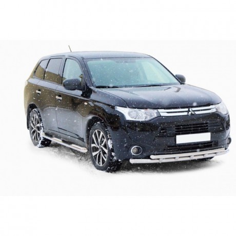 Защита порогов «Труба с проступью» (d76) для Mitsubishi Outlander (2014-2016)(Окрашенное) купить недорого с доставкой в Тула