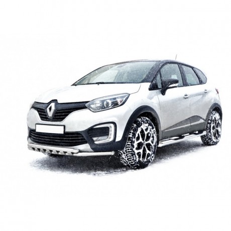Защита порогов «Труба с проступью» (d76) для Renault Kaptur (2016-н.в.)(Окрашенное) купить недорого с доставкой в Тула